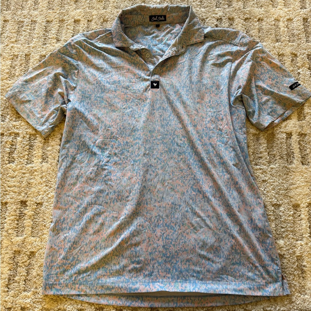 Bad Birdie Men's Polo in Blue and Pink Pattern